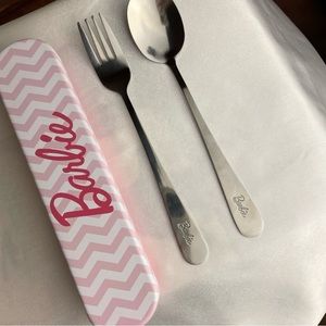 Barbie Matel Collection Limited Edition Spoon & Fork Set with Pink Tin Case